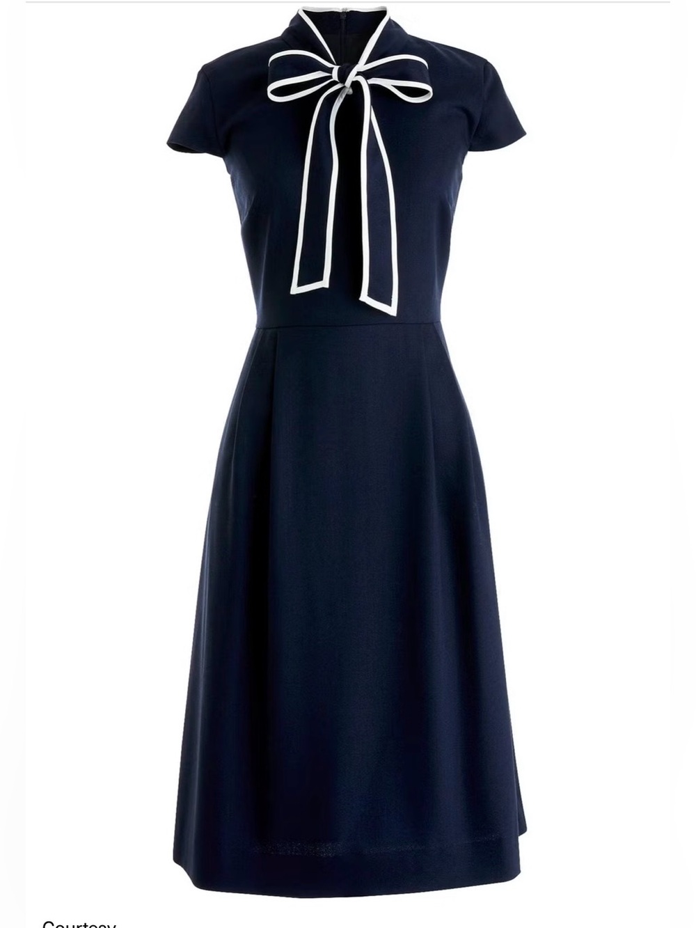 J.Crew 365 Crepe Navy Bow Tie Fit Flare Preppy Coquette Work Dress 10T Office